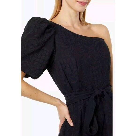 Lilly Pulitzer Brialyn One-Shoulder Jumpsuit 14 Onyx Black Jacquard $248 EUC‎ - Picture 4 of 16